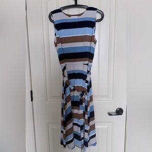 Charter Club Blue and Brown Striped Midi Dress